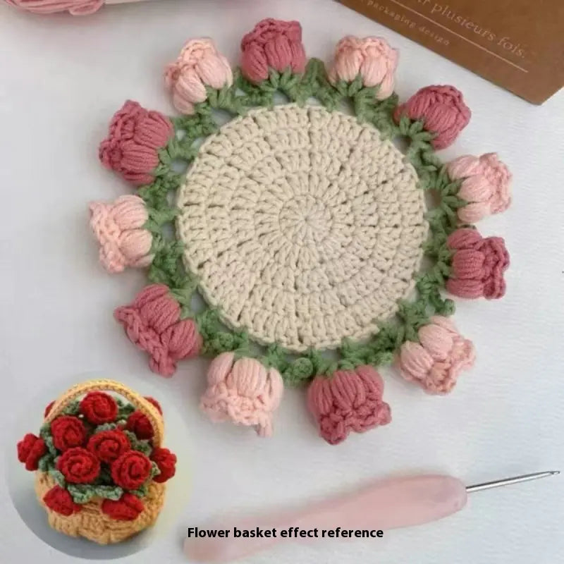 Crocheted Rose Coaster DIY Kit