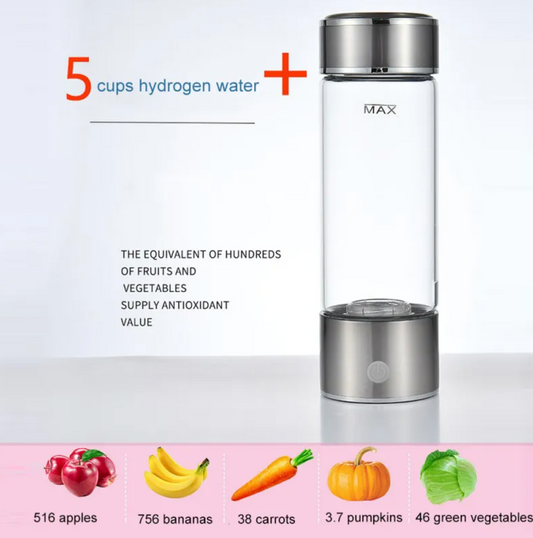 Hydrogen Water Bottle - 14oz Portable Hydrogen Water Generator with SPE/PEM Technology Rechargeable Hydrogen Rich Water Ionizer Machine for Home Gym Travel