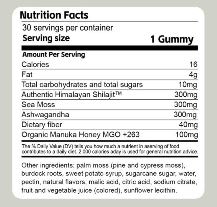 Shilajit 3-in-1 Gummies for Men Non-GMO 30-Count Gummies