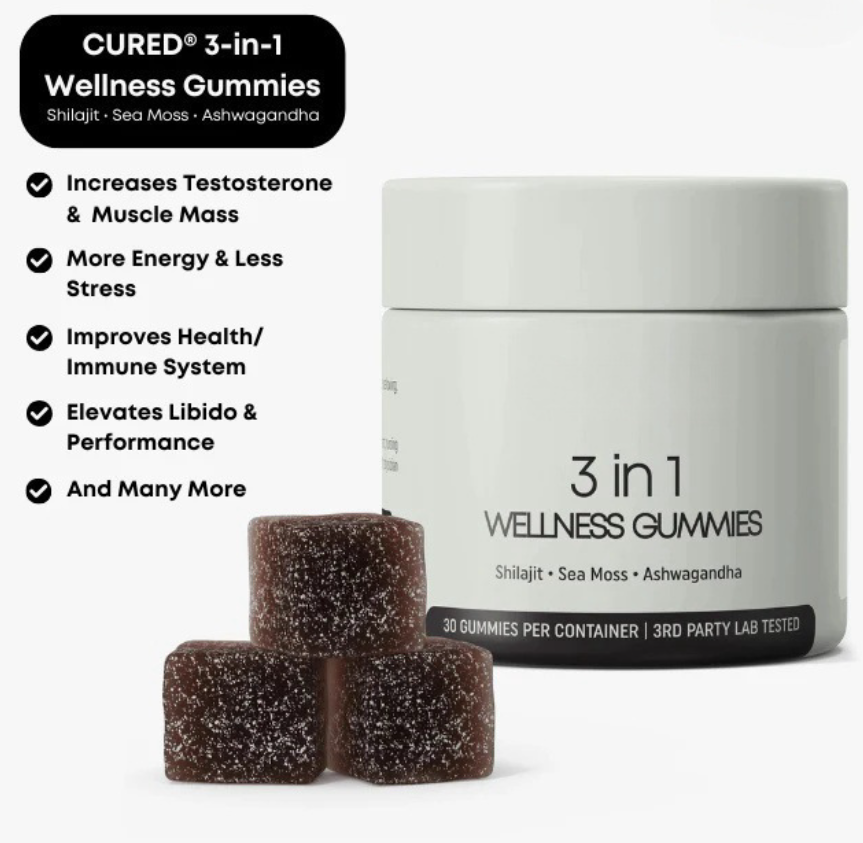 Shilajit 3-in-1 Gummies for Men Non-GMO 30-Count Gummies