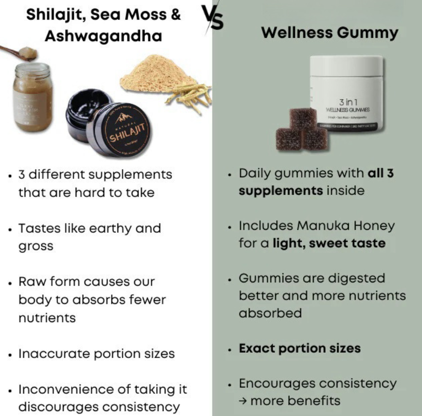 Shilajit 3-in-1 Gummies for Men Non-GMO 30-Count Gummies